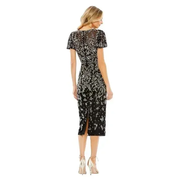 Mac Duggal 5727 Elegant Beaded Sequin Embellished Midi Dress‎ Size 12 $498 - Picture 3 of 7